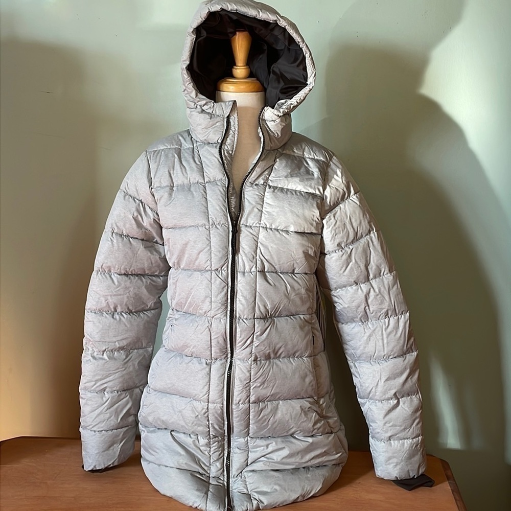 NWT PULSE silver long hooded water repellent coat